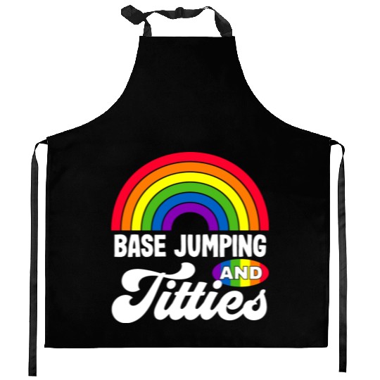 Base Jumping And Titties Funny Lgbt Gay Pride s Kitchen Aprons