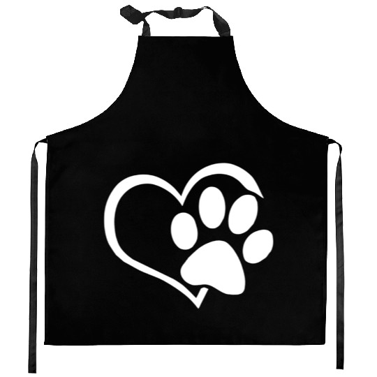 Dog Dad Mom Puppy Kitchen Aprons Love Dogs Paw Print Heart