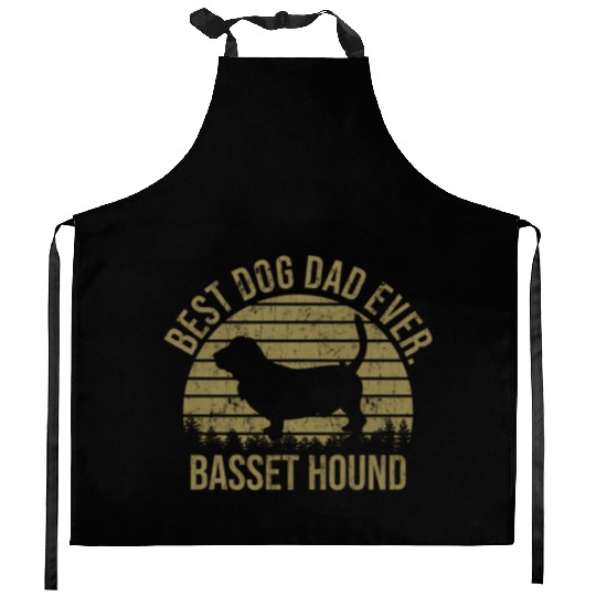 Best Dog Dad Ever Basset Hound Dog Gift for Men Kitchen Aprons