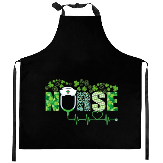 Leopard Nurse Shamrock Stethoscope Saint Patricks Kitchen Aprons