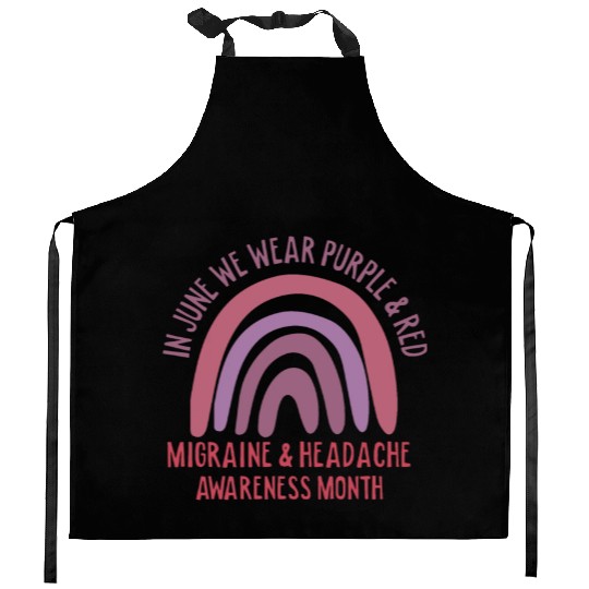 In June We Wear Purple & Red, Migraine & Headache Kitchen Aprons