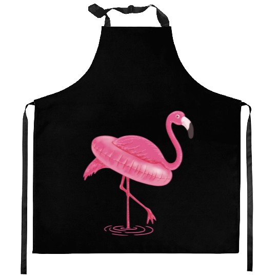 Flamingo Swimming Circle Kitchen Aprons