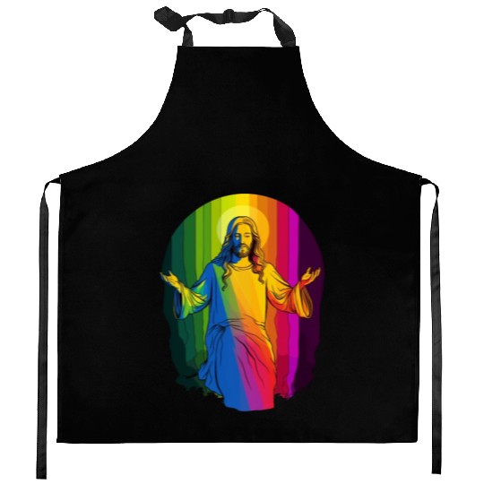 Rainbow Jesus: Embrace Love, Faith, and LGBTQ Kitchen Aprons