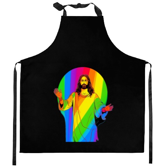 Rainbow Jesus: Embrace Love, Faith, and LGBTQ Kitchen Aprons