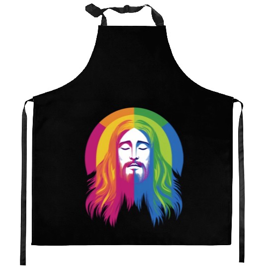 Rainbow Jesus: Embrace Love, Faith, and LGBTQ Kitchen Aprons