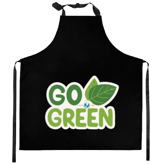Go Green Earth Day design . Kitchen Aprons