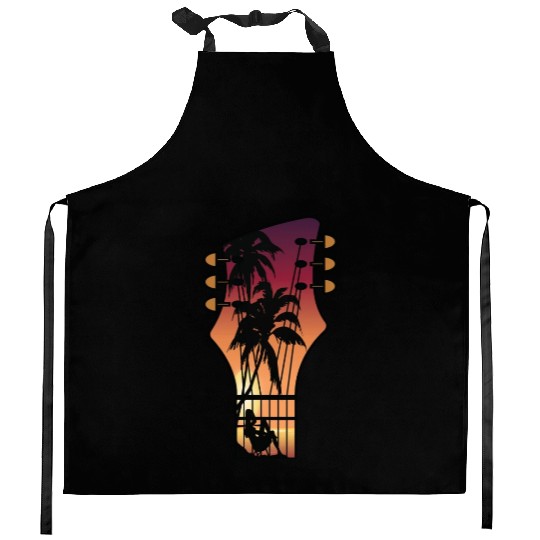 Sunset View On Guitar Head Kitchen Aprons