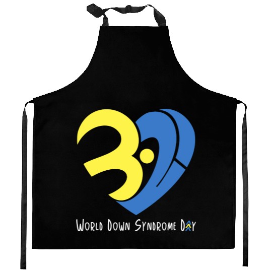 Love World Down Syndrome Awareness Day Love 3 Kitchen Aprons