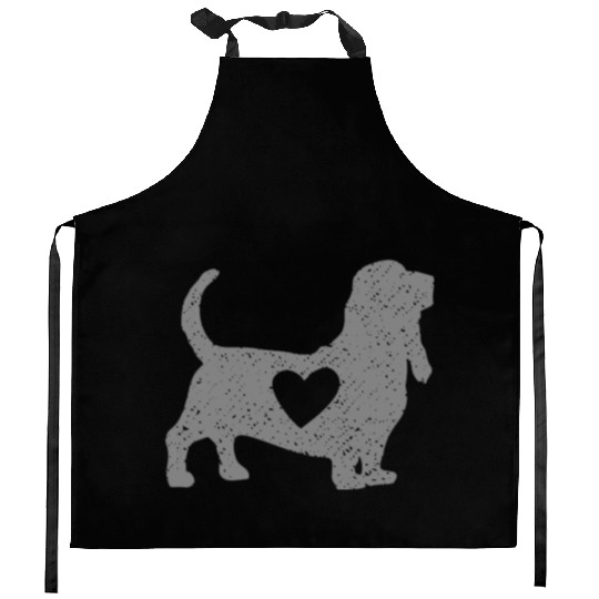 Black Basset hound Kitchen Aprons
