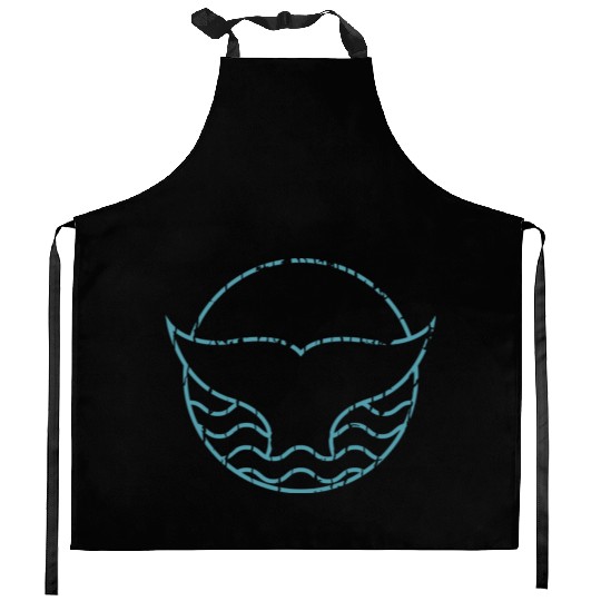 Save The Whales Minimalistic Whale Tail Ocean Kitchen Aprons