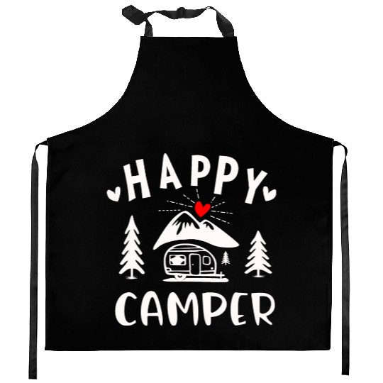Happy Camper, Camping Kitchen Aprons For Women Men Kids