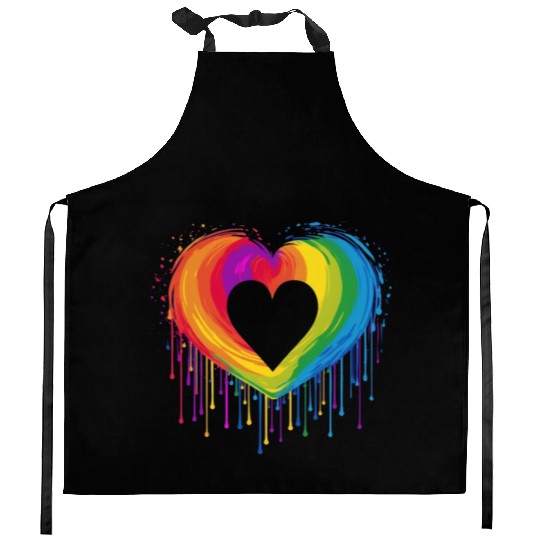 United Love: LGBT Rainbow Heart, Supporting All Kitchen Aprons
