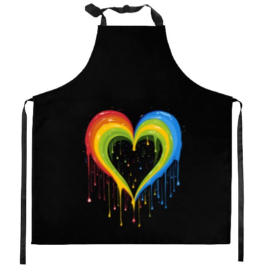 Love is Universal: LGBTQ+ Rainbow Heart, Kitchen Aprons