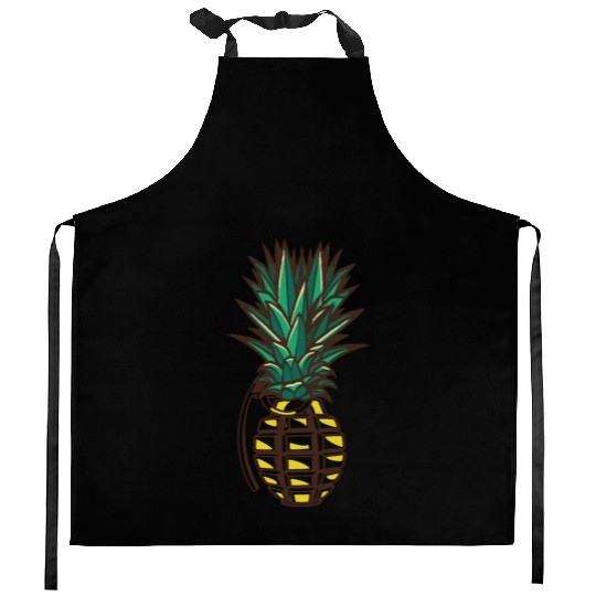 Pineapple Grenade Kitchen Aprons