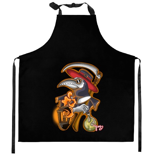 plague doctor Kitchen Aprons