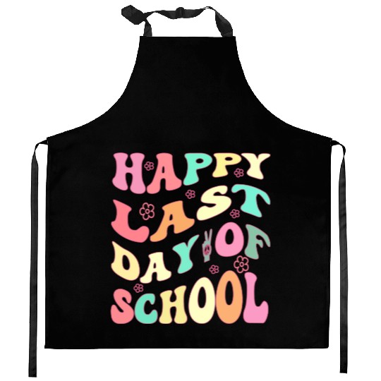 Groovy Happy Last Day of School Teacher Student Kitchen Aprons