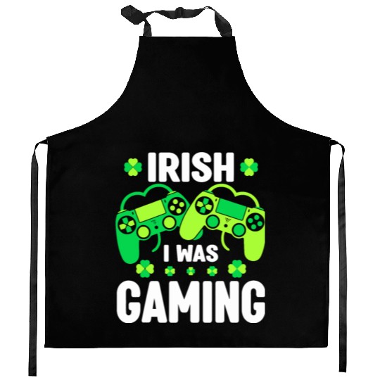 Irish I Was Gaming Video Game Irish Flag St Patric Kitchen Aprons