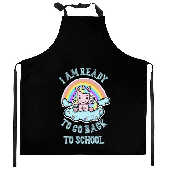 Ready to Go Back to School Kawaii Unicorn Rainbow Kitchen Aprons