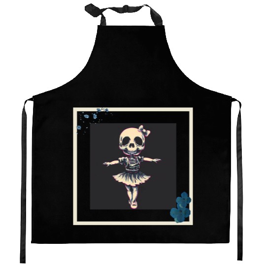 Cute skull ballet with flowers Kitchen Aprons