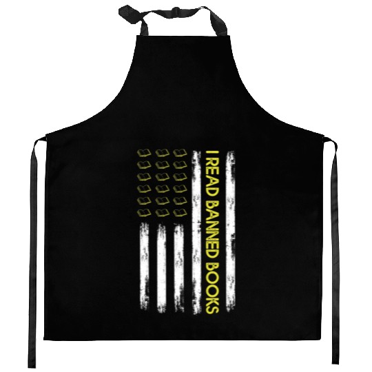 I Read Banned Books Retro USA Flag Reading Kitchen Aprons