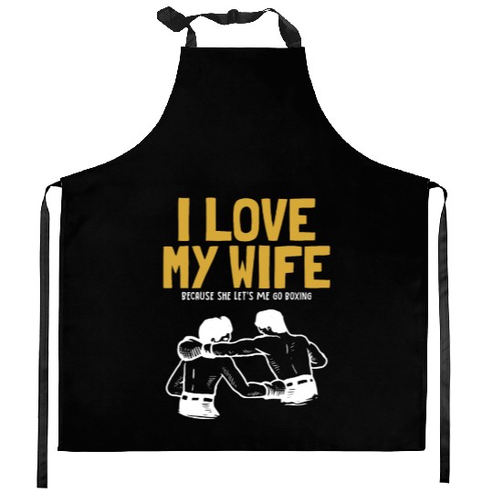 I love my Wife Boxer Kickboxer Fan Professional Kitchen Aprons