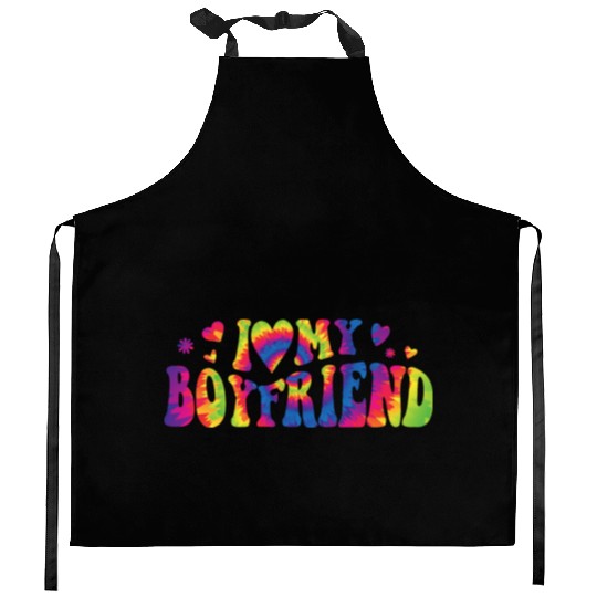 I Love My Boyfriend Groovy Red Heart My Boyfriend Kitchen Aprons
