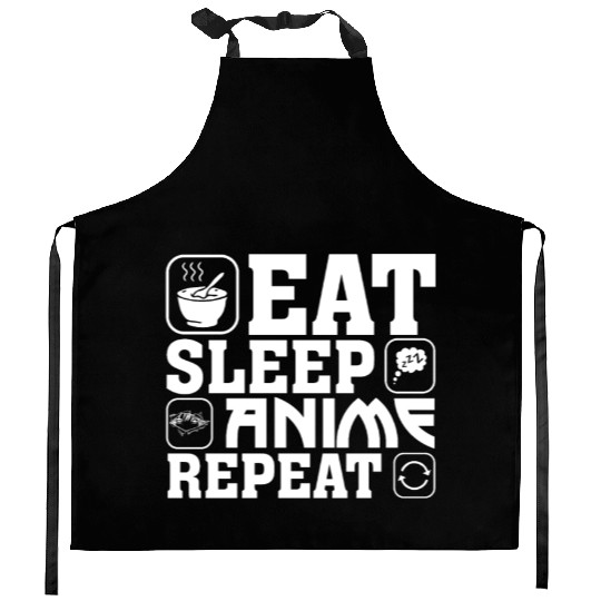 Eat Sleep Anime Repeat Kawaii Otaku Manga Japan Fa Kitchen Aprons