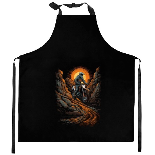 Dirt Bike Rocky Terrain Offroad Biker Motocross Kitchen Aprons
