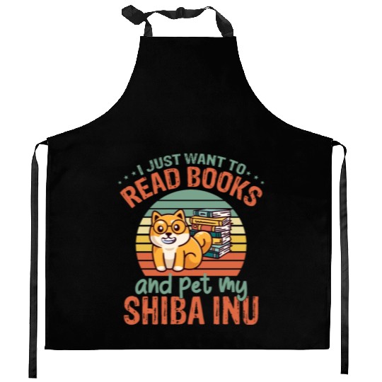 Shiba Inu Dog Lover Puppy Breeder Pet Book Reader Kitchen Aprons