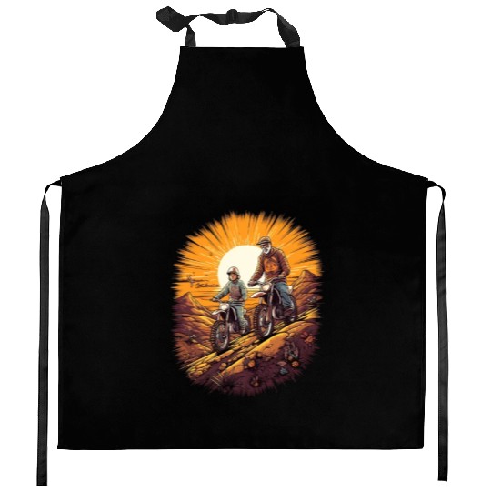 Dirt Bike Father Dad Son Motorcycle Riding Kitchen Aprons