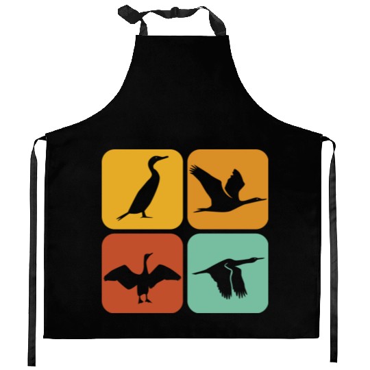 Retro Cormorant Birds I Aesthetic I Cormorant Bird Kitchen Aprons
