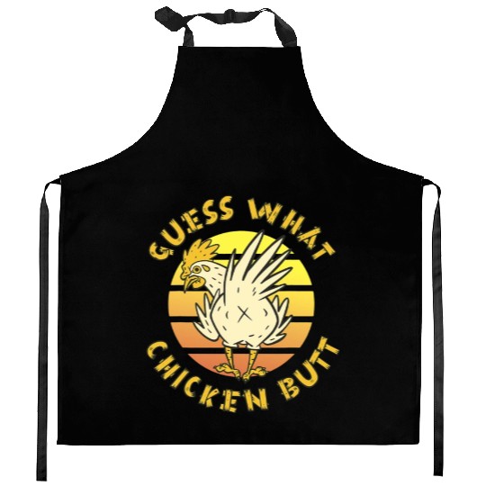 Funny Guess What Chicken Butt Farmer Joking Kitchen Aprons