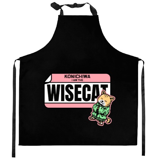 Konichiwa I m the Wise Cat Funny Japanese Name Tag Kitchen Aprons