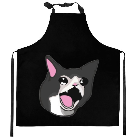 Yamero Crying Screaming Cat Meme Cute Japanese Kitchen Aprons