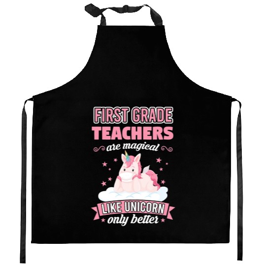 First Grade Teachers like unicorn Teacher Kitchen Aprons
