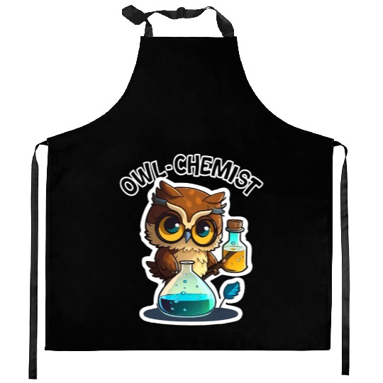 Science Cute Chemistry Nerd Owl Chemist Animals Ge Kitchen Aprons