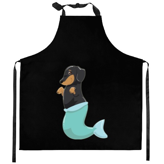 Dachshund Mermaid Cute Weiner Dog With Mermaids Kitchen Aprons