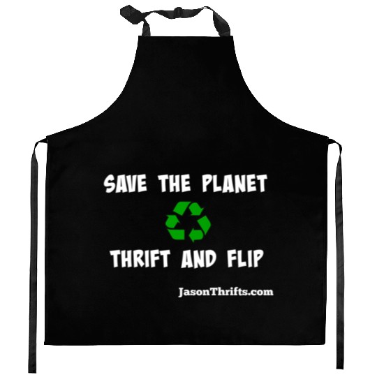Save The Planet Thrift And Flip Dark Colors Kitchen Aprons
