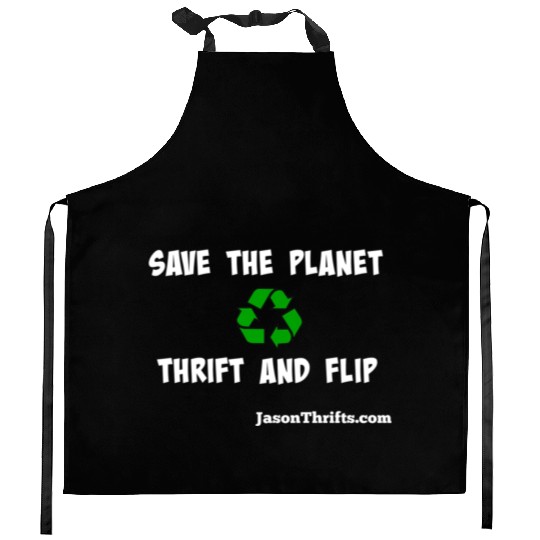 Save The Planet Thrift And Flip Dark Colors Kitchen Aprons