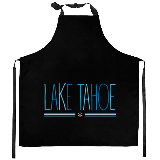 Lake Tahoe Winter Snowflake Blue Lettering Kitchen Aprons