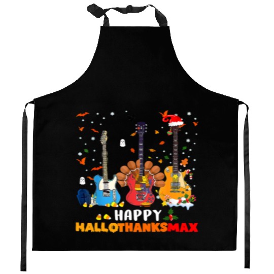 Guitar Happy Hallothanksmas Halloween Thanksgiving Kitchen Aprons