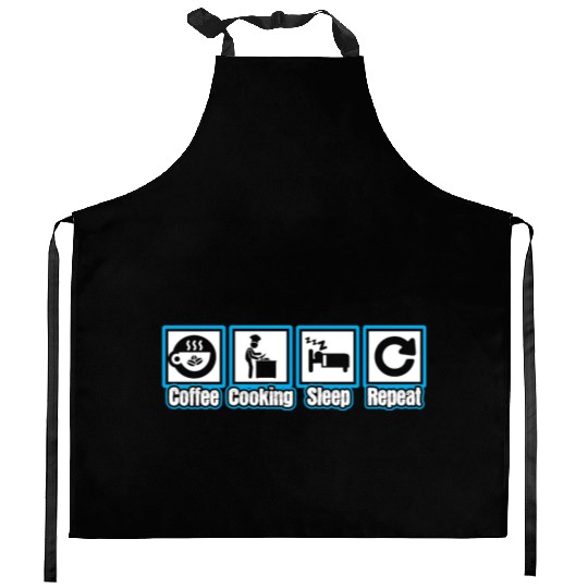 Chef Coffee Cooking Sleep Repeat Kitchen Aprons