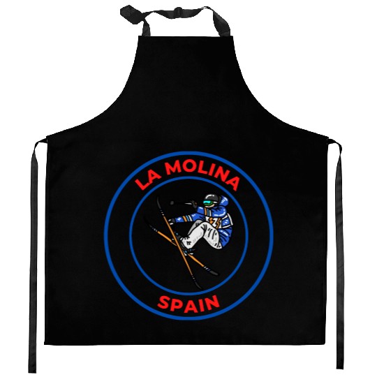 Retro Cool Skiing in La Molina Spain Souvenir Kitchen Aprons