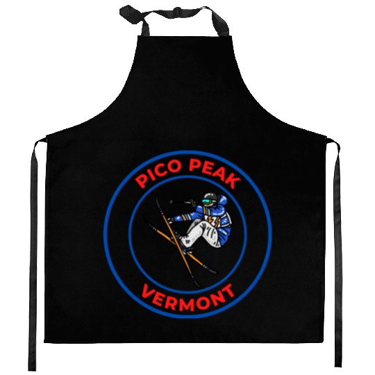 Retro Skiing in Pico Peak Vermont Holiday Souvenir Kitchen Aprons