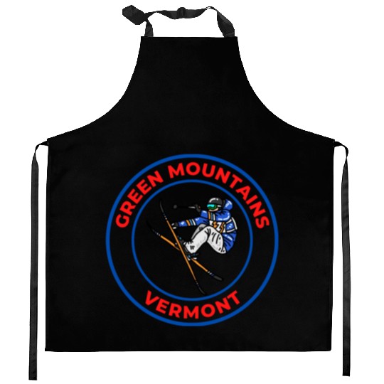 Retro Skiing in Green Mountains Vermont Souvenir Kitchen Aprons