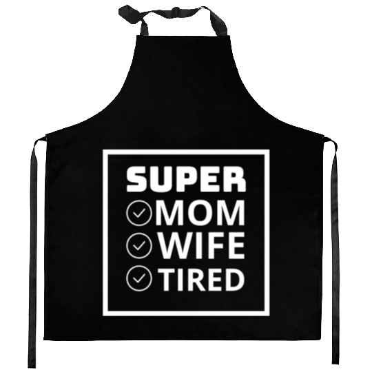 vintage international women's day mom,wife,tired Kitchen Aprons