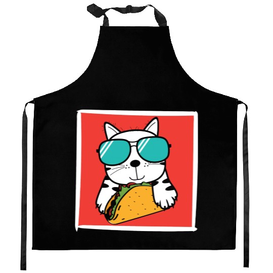 Cool Cat Taco Lover Kitchen Aprons