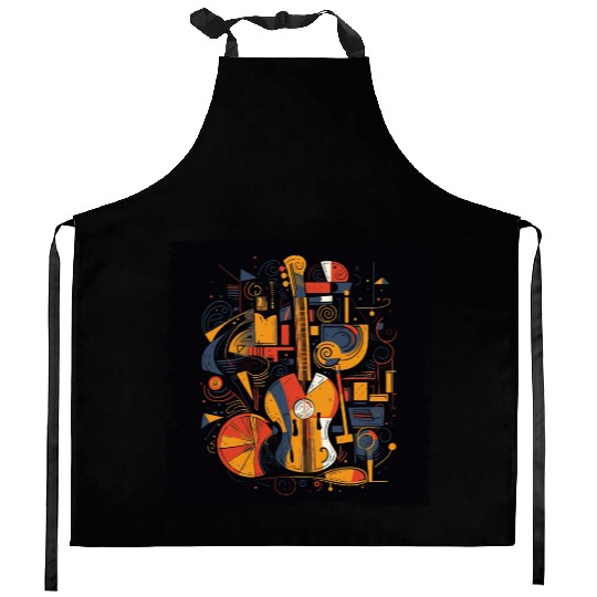 Abstract music instruments Kitchen Aprons