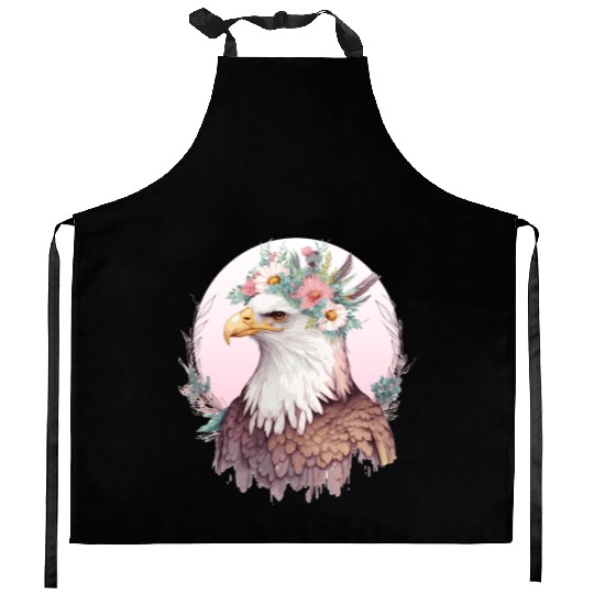 Birds Of Prey Bald Eagle Flower Crown Floral Birdi Kitchen Aprons
