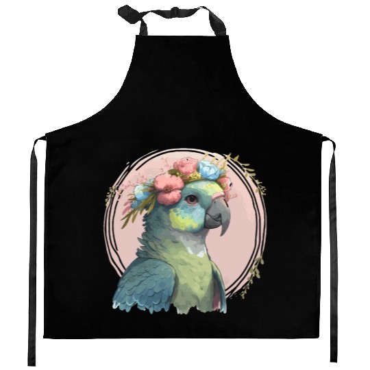 Cute Hahn's Macaw Bird Flower Crown Pet Birds Kitchen Aprons